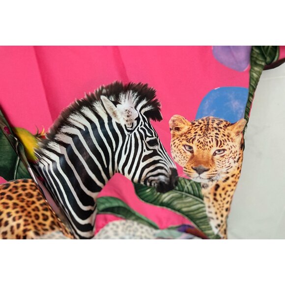 Patricia Forgeal LM Lulu Pink Button-Up Shirt With Jungle Safari Print Leopard & - Picture 3 of 11